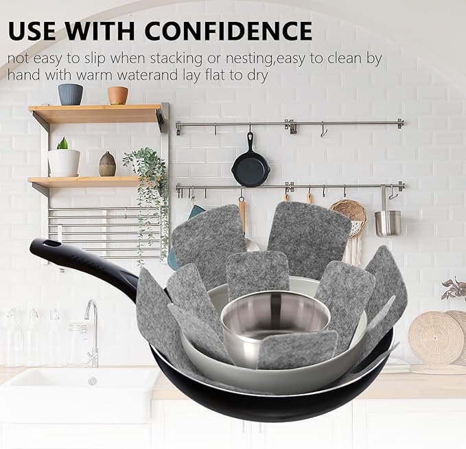 40 Pcs Pot and Pan Protectors, 5 Different Sizes Cookware Protector Pot Dividers Stacking Separators Pads for Protecting and Separating Pots and Pans, Gray