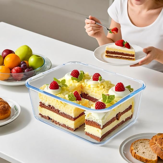 Large Glass Storage Containers with Lids 201oz Extra Large Big Airtight Glass Food Storage Containers for Rotisserie Chicken Watermelon Leftovers Marinade Turkey, BPA Free, Dishwasher Safe