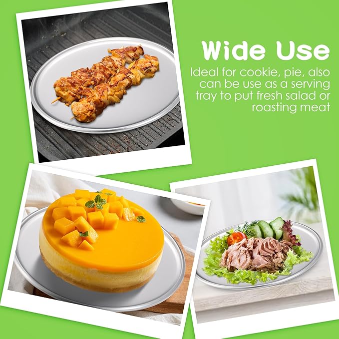 12 Pieces Pizza Pan Bulk Restaurant Aluminum Pizza Pan Set Round Pie Cake Plate Rust Free Cake Tray for Oven Baking Home Kitchen Restaurant Easy Clean(14 Inch)