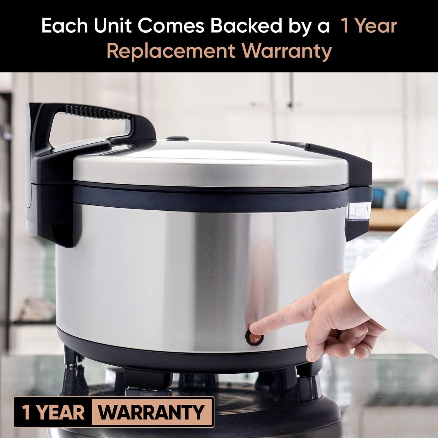 Tartle Commercial Rice Warmer and Soup Warmer - Warms 64 Cups Continuously for 12+ Hrs - Large Capasity, Non Stick & Keeps Rice Fluffy