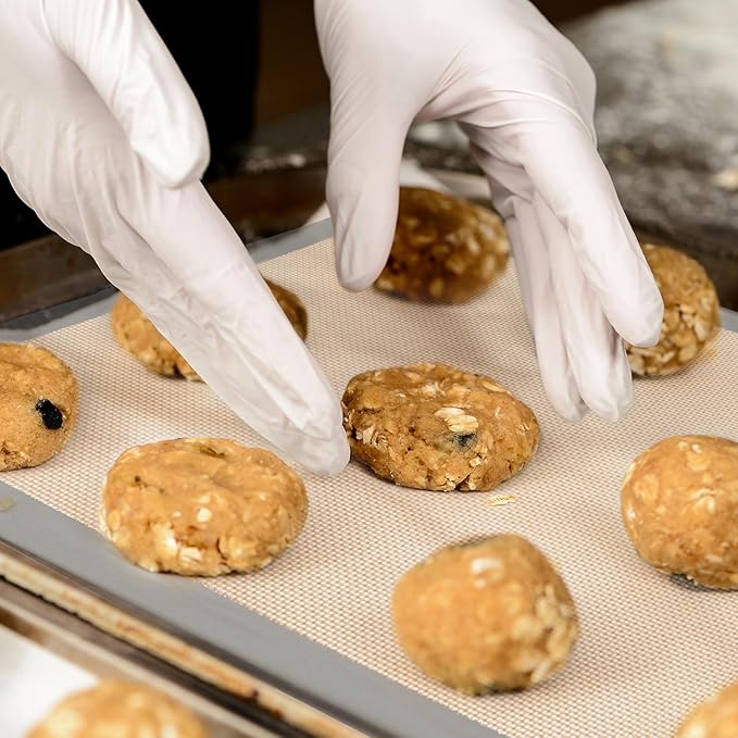 4 Pcs Silicone Baking Mat, Non-Stick Baking Mat, Food Safe Silicone Mats for Baking Cookies, Macarons, Vegetables, 480℉ Heat Resistant (Grey)