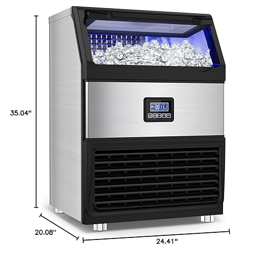 Commercial Ice Maker Machine – 250 Lbs/24H, 75 Lbs Storage Bin, 80 Ice Cubes in 8 Minutes – Freestanding Ice Machine with Water Filter and Scoop for Restaurant, Bar, Home, and Office