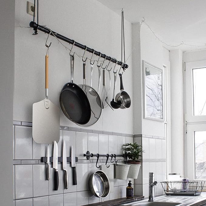 only fire Long Metal Pizza Peel with Wooden Handle for Indoor & Outdoor Grill Oven, 12 x 14 inch Pizza Baking Spatula Paddle for Baking Bread Pies, 36 Inch Long