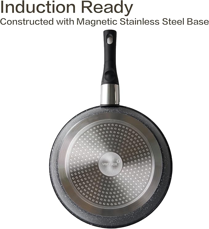 20 Pcs Pots and Pans Set Non Stick, Stackable Cookware Sets with Detachable Handle, Granite Induction RV Kitchen Portable Cooking Set Removable Handles, Dishwasher & Oven Safe, Black