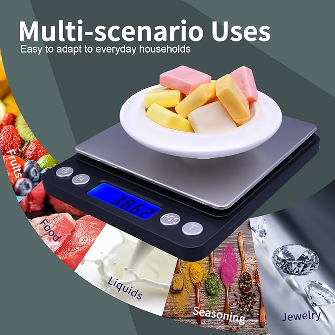 Gram Scale,Capacity 500g Accuracy 0.01g Mini Food Scales Digital Weight Grams and Oz,Small Kitchen High Precision for Espresso,Baking,Jewelry,Soap Making,Black