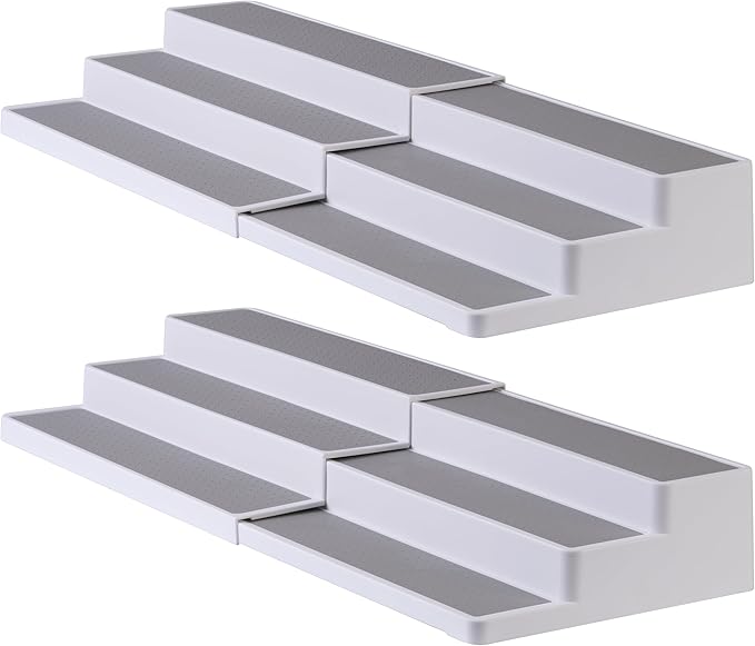 SIMPLEMADE 3-Tier Spice Rack Organizer - Versatile Storage Shelf for Kitchen, Bathroom, Bedroom & Office, Set of 2, Expandable White