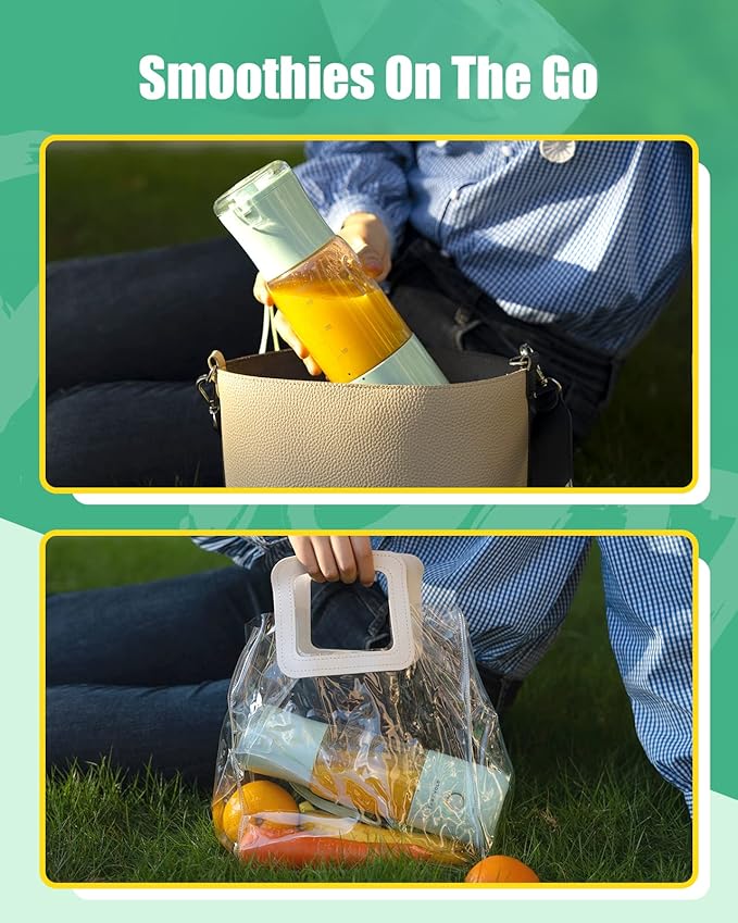 EASEHOLD Portable Personal Blender for Smoothies Shakes, Fresh Juice Mini Fast Blender on the go with 6 Blades, Rechargable Single BPA Free for Sport, Kitchen, Travel,Camping (Green)