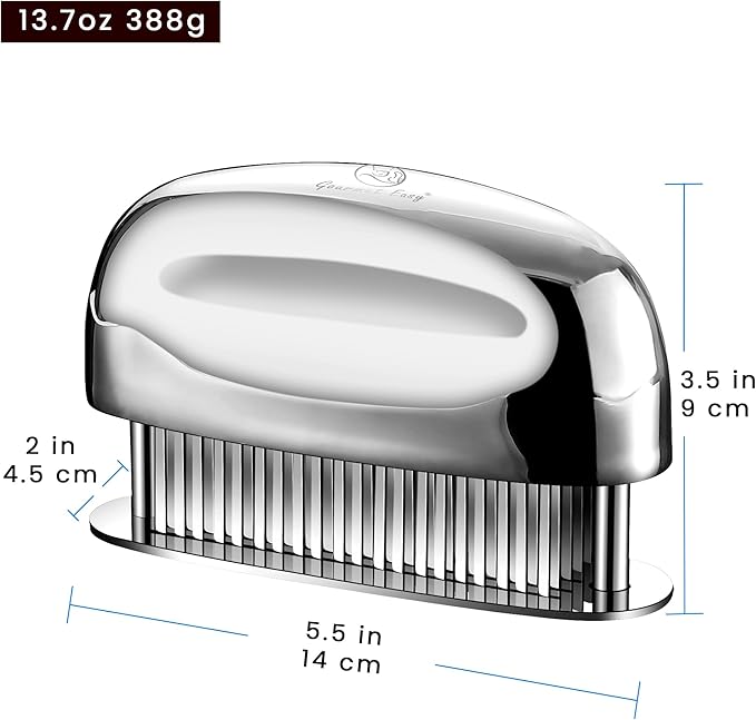 Meat Tenderizer Tool, Easy to Clean, One Piece Design - No Disassembly Needed, Ultra Sharp Needle Blades 100% Stainless Steel, Heavy-Duty Kitchen Gadgets, Meat Needle, Cooking Gadget for Tenderizing