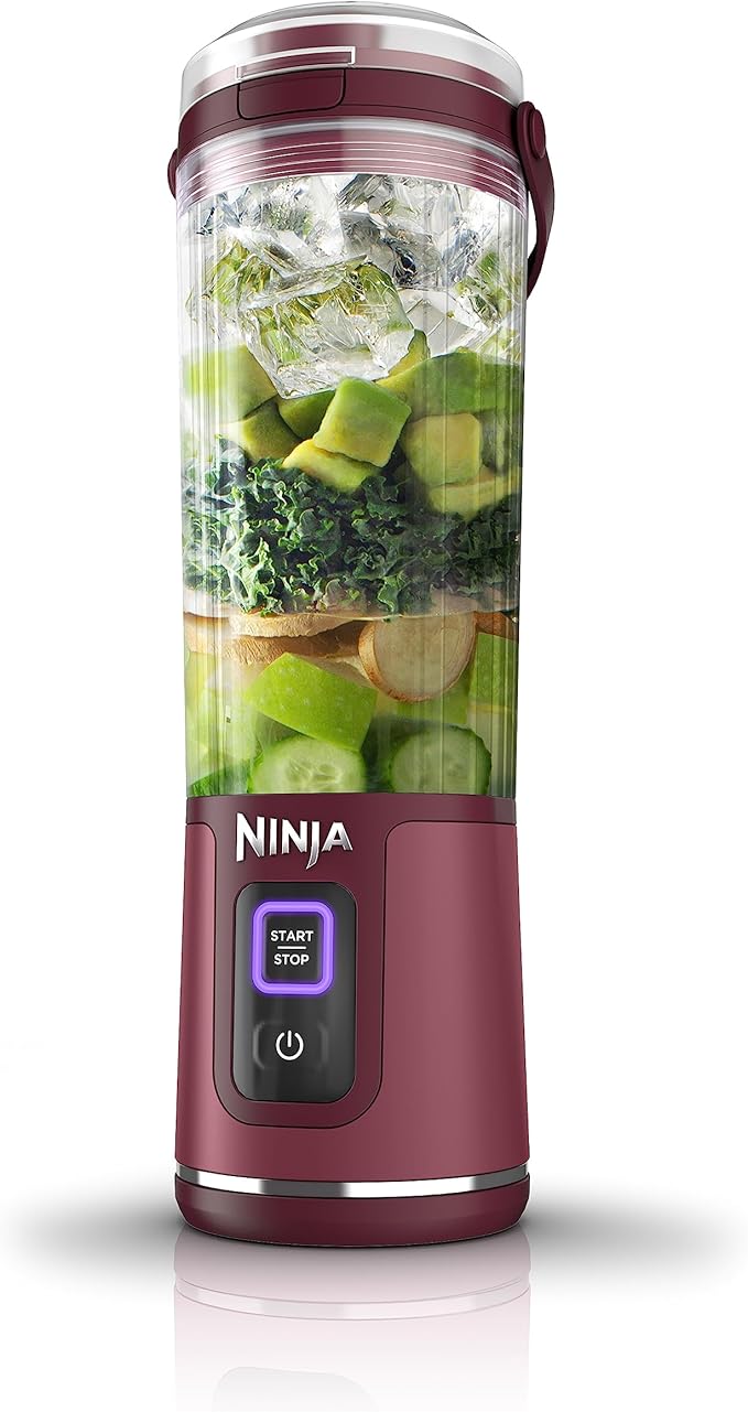 Ninja BC151CR Blast Portable Blender, Cordless, 18oz. Vessel, Personal Blender-for Shakes & Smoothies, BPA Free, Leakproof-Lid & Sip Spout, USB-C Rechargeable, Dishwasher Safe Parts, Cranberry Red