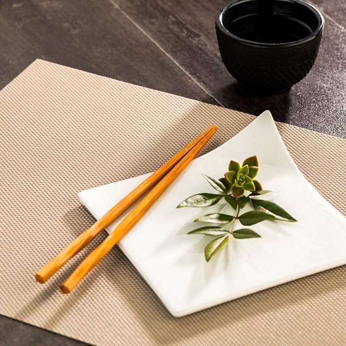 Restaurantware Carmel Mesh 16 x 12 Inch Table Placemats Set Of 6 Woven Washable Placemats - Heat Tolerant No Stain Light Taupe Kitchen Placemats Mesh Easy To Clean