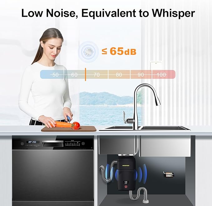 Garbage Disposal 1/2 HP for Kitchen sink Quiet with Power Cord, Easy install, Food Waste Disposer Stainless Steel Grind 0.5 Horsepower (A400)
