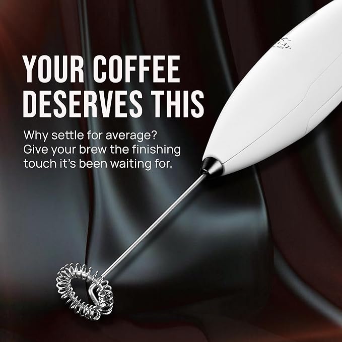 Zulay Kitchen Executive Series Luxury Gift Milk Frother with 4 Duracell Batteries – Handheld Electric Foam Maker for Coffee, Lattes & Hot Chocolate – Deluxe Finish, Ultimate Gift for Coffee Lovers
