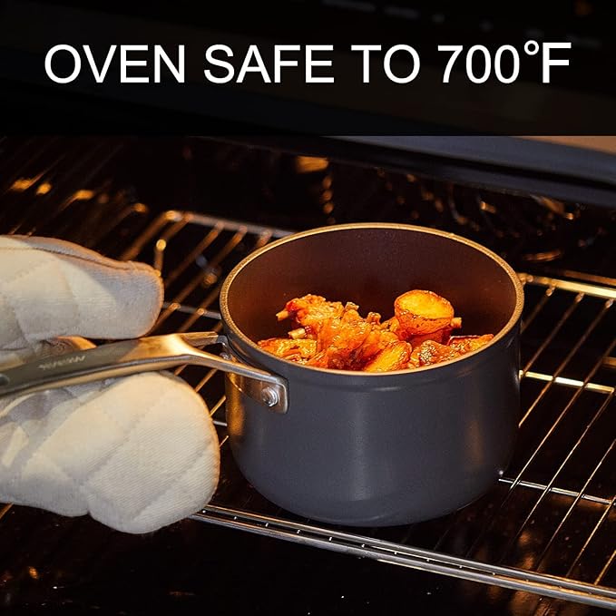 MSMK 2 Quart Saucepan with Lid, Burnt also Nonstick, PFOA Free Non-Toxic, Oven Safe to 700 ℉,Scratch-resistant, Induction Cooking Pot, for Induction, Ceramic and Gas Cooktops