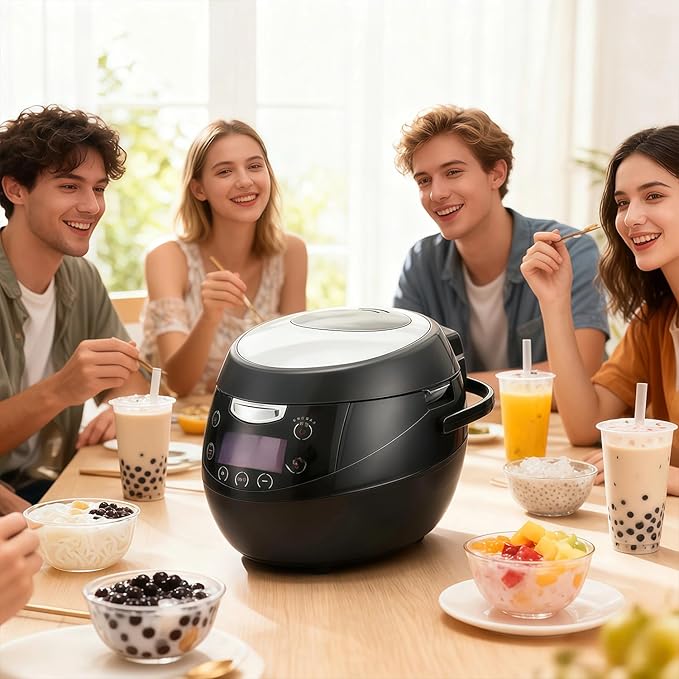 6L Boba Cooker Commercial, Automatic Boba Maker Machine with Even Heat Distribution, Intelligent Tapioca Cooker, for Milk Tea Stores Restaurants Dessert Stores Lounge, 900W