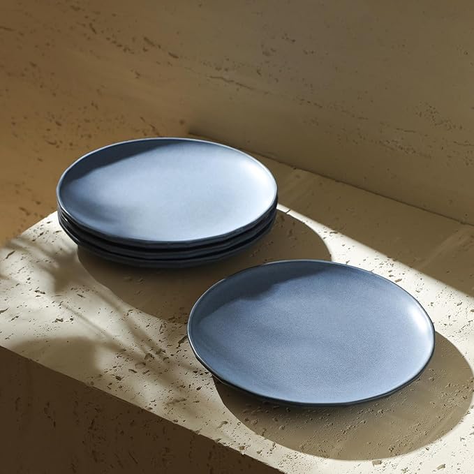 Stone Lain Rio 4-Piece Salad Plate Set Stoneware, Blue