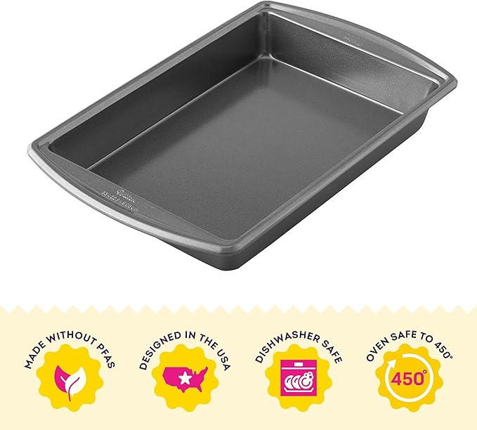 Wilton Platinum Premium Non-Stick Anti-Warp Bakeware, Made without PFAs, Oblong Baking Pan for Casseroles, Lasagna, Cakes, 13 x 9 x 2 in, Packaging May Vary
