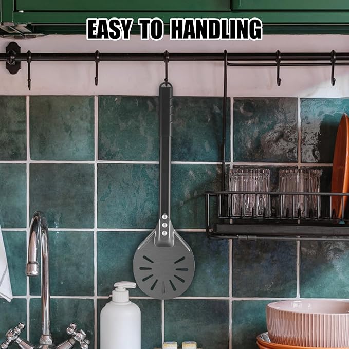 Pizza Turning Peel 6 Inch Round Anodized Aluminum Perforated Pizza Peel Turner With Metal Handle Pizza Paddle Spinner For Outdoor Pizza Oven Accessories