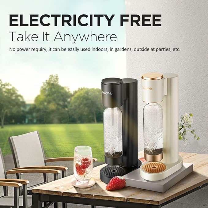 GreatWhip Soda Streaming Machine Sparkling Water Maker Soda Maker with 1L Carbonating Bottle, Compatible with Screw-in 60L CO2 Carbonator(NOT Included)