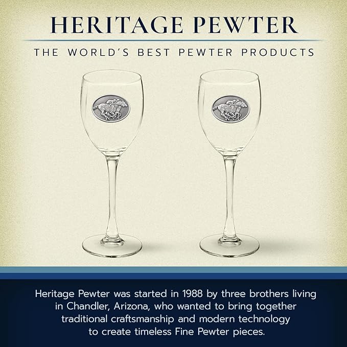 Heritage Pewter By a Nose Glass Goblets β Set of 2 | 12 OZ Goblet Wine Glasses | Expertly Crafted Pewter Glass