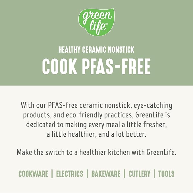 GreenLife 8 Piece Ceramic Nonstick Cookware Set, Induction Suitable Non Toxic PFAS-Free Pots & Pans, Dishwasher Safe, Cooking Set, Stock Pot, Saucepans & Frying Pans, Kitchen Cooking, Sage Green