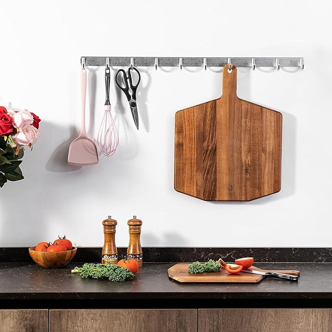 Pizza Peel 12 Inch, Acacia Wood Pizza Peel Pizza Paddle for Large Wood Pizza Board For Serving, Wood Pizza Cutting Board for Cheese Bread Fruit Vegetable