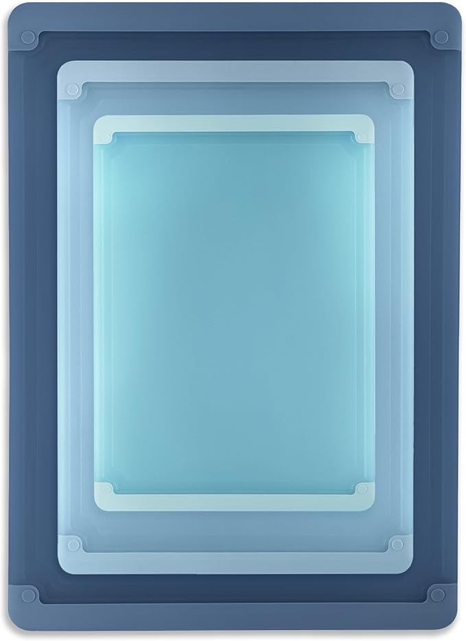 COOK WITH COLOR Extra Large Cutting Board Set, Jumbo-Sized Boards with Rubber Border for Enhanced Cooking Experience, 3-Piece, Blue