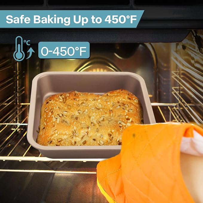 2-Pack 8 inch Square Baking Pan, Nonstick Square Brownie Pans, 8x8 Baking Pan, Square Cake Pan for Birthday Parties, Stackable 8×8 Cake Pan, Easy to Clean