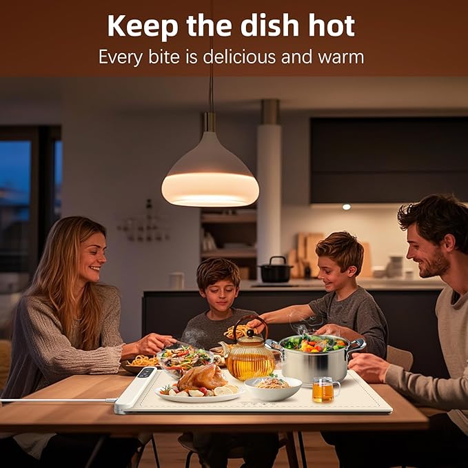 Foldable Food Warming Mat, Silicone Warming Mat for Food, Electric Warming Tray, Portable Food Warmer, Buffet Party Home Gathering Vacation Electric Food Warmer