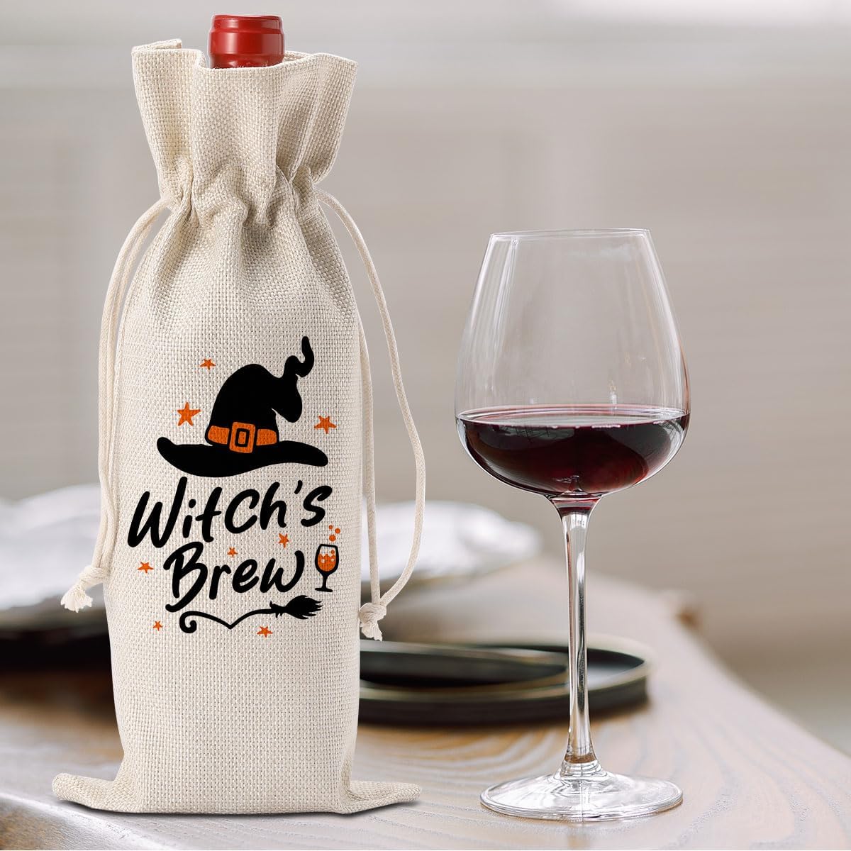 Funny Halloween Witch Decor Hocus Pocus Witchy Decor Witch Wine Bag Gifts Halloween Party Supplies Home Decorations Wine Accessories for Wine Lovers Women Men Friend