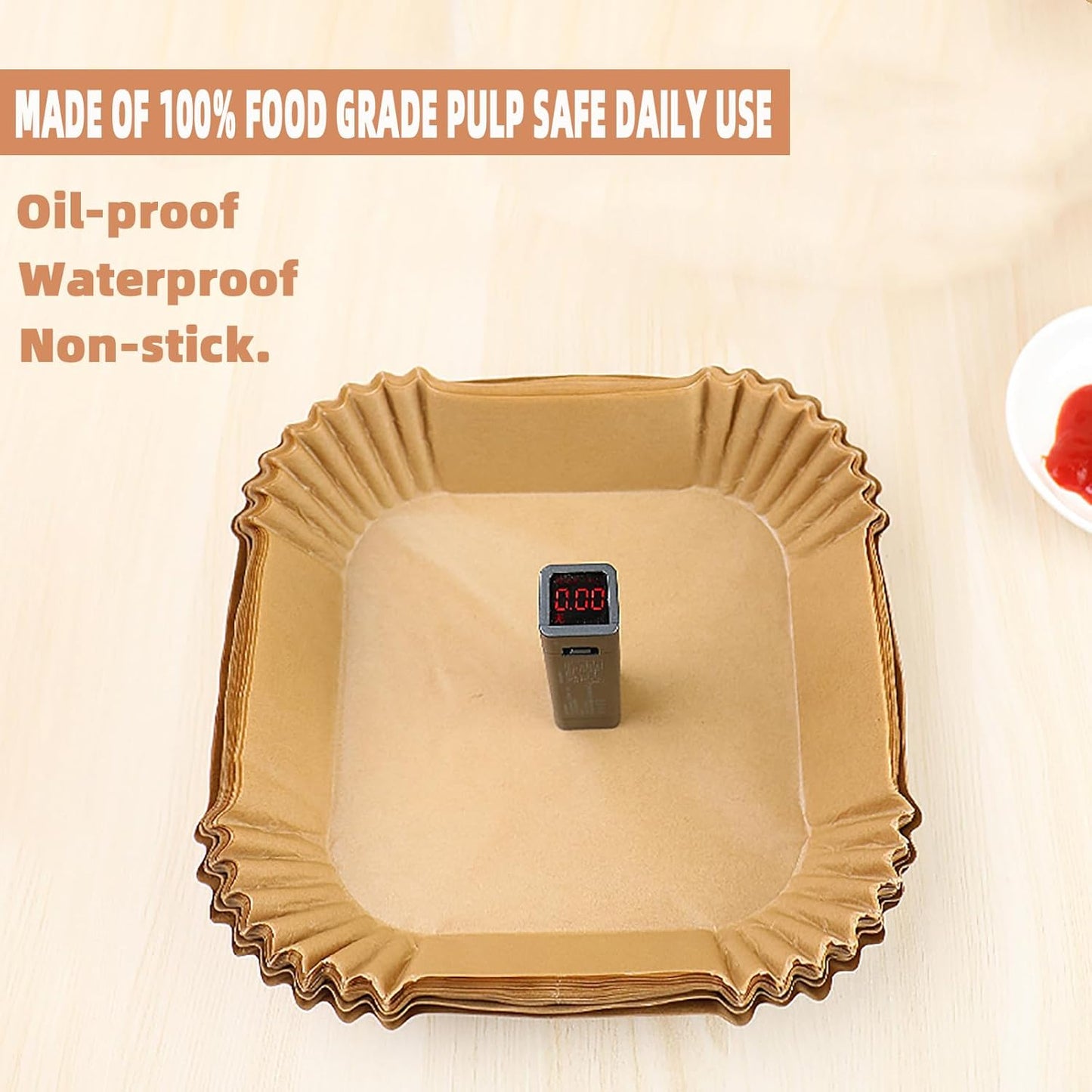 Air Fryer Liners Disposable,200PCS Victoyaw 10 Inch Square Air Fryer Parchment Paper Liners for 8-12QT Air fryer,Easy to Clean Non-Stick Waterproof Airfryer Paper Liner