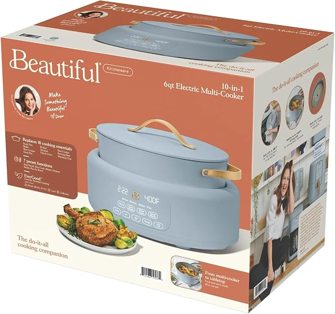 Beautiful 10-in-1 6 Qt Electric Multi-Cooker – Cook Faster & Healthier with Versatile Functions: Ideal for Holiday Recipes, Thanksgiving Sides, Christmas Parties & Family Gatherings