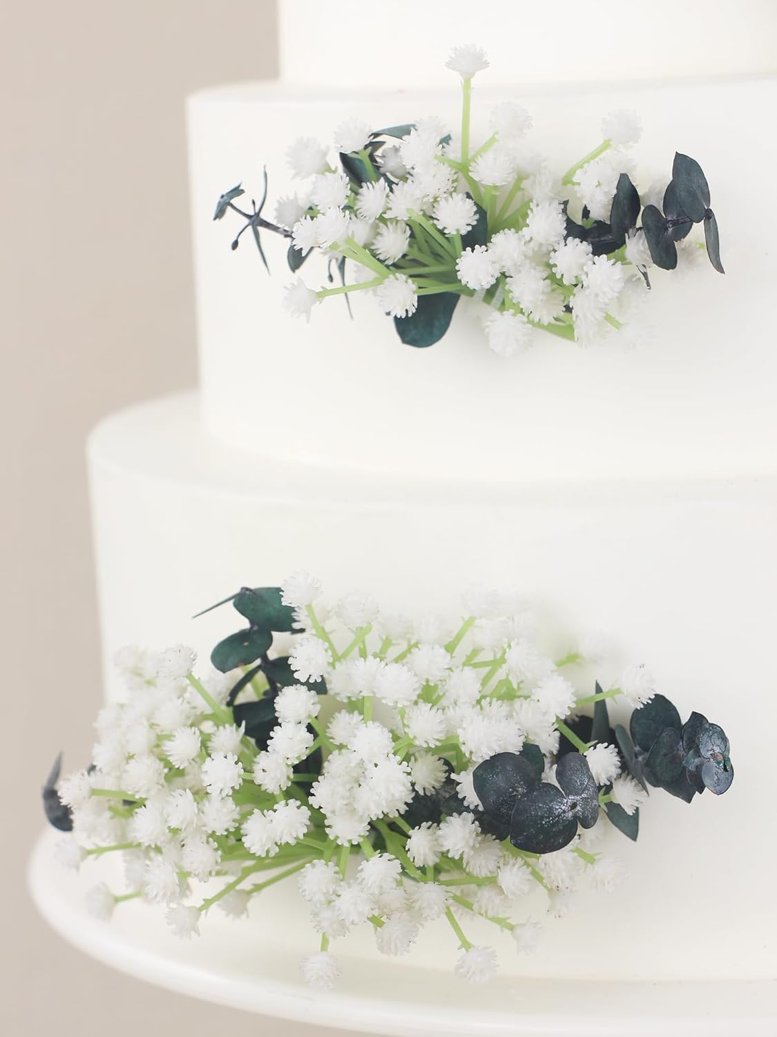 Rinlong Pre-made Cake Toppers Flowers Cake Decorations Baby's Breath Eucalyptus Wedding Cake Decorating Flowers Decor Christening Birthday Baptism Baby Shower Party Cake Topper Flower