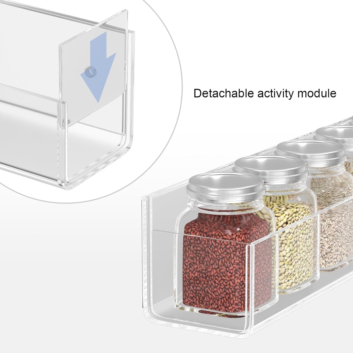 WUIVIUT Invisible Acrylic Wall Spice Rack Adhesive wall mounted rack organizer 11.8 inch spice shelf holder Drilling or self-adhesive organizer rack (Clear-4 Pack)