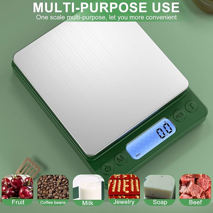 Digital Food Scale for Food Ounces and Grams,YONCON 3000g/0.1gram Accuracy Multifunctional Kitchen Scale for Cooking, Baking | Small Size for Easy Storage | Tare Function