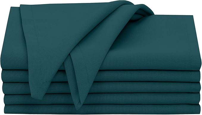 Ruvanti Cloth Napkins Set of 6, 18x18 Inches, 100% Cotton, Washable, Soft & Absorbent, Perfect for Wedding, Christmas, Thanksgiving Dinners - Deep Teal