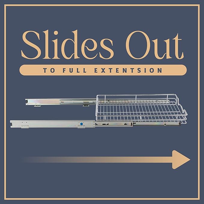 HOLDN’ STORAGE Pull Out Cabinet Organizer, Heavy Duty Caddy w/Lifetime Limited Warranty -14”W x 21”D - Requires At Least 15-1/4” Cabinet Opening, Steel Metal Cabinet Drawers Slide Out, Chrome