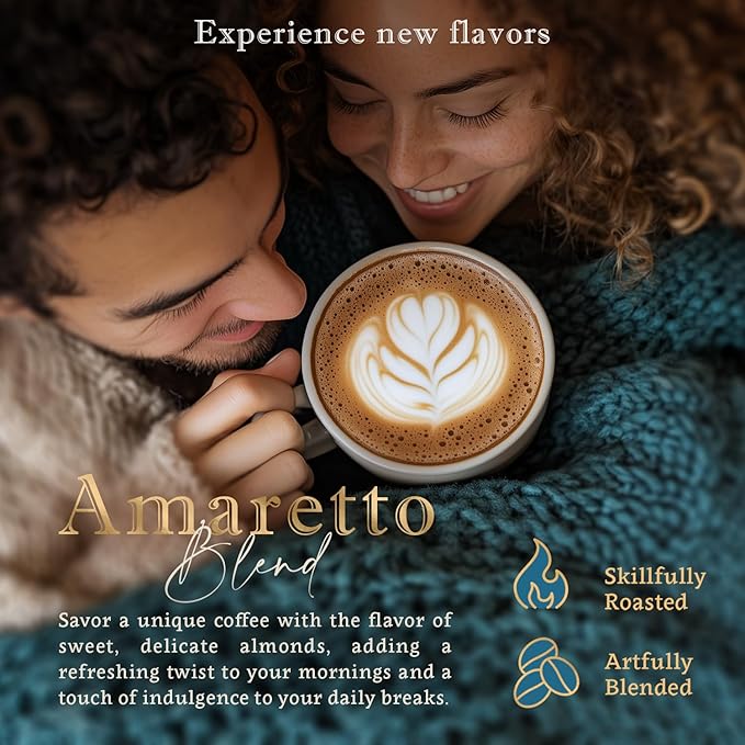 Flavored Ground Coffee – Amaretto (Almond), 100% Arabica, Single Origin, Medium Roast, USDA Organic, Naturally Flavored – by Coffea Flavor