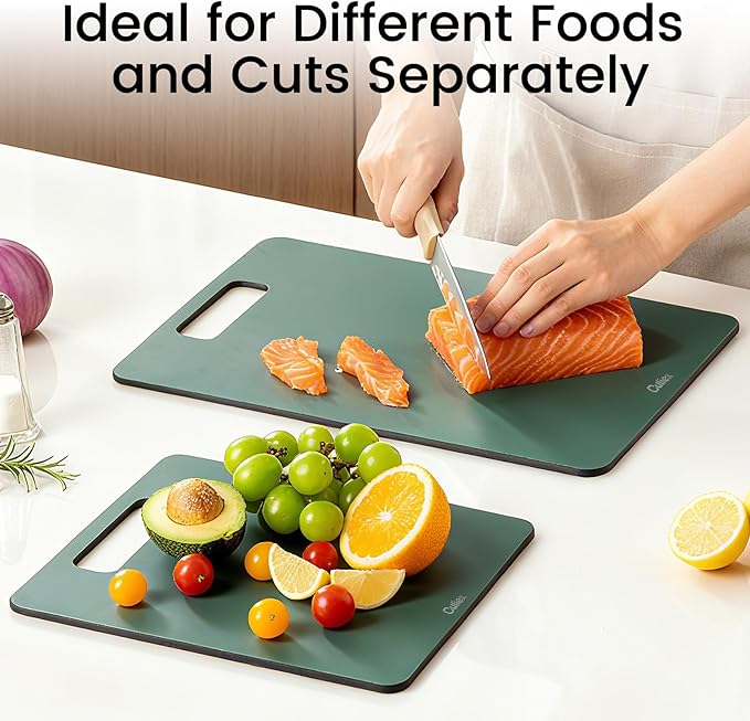Wood Fiber Cutting Board 2-Pack, Composite Chopping Boards for Kitchen, Dishwasher Safe, Non-Toxic, High Density, Knife Friendly, BPA Free, Non-Slip Feet for Cutting Meat, Vegetables, Fruits