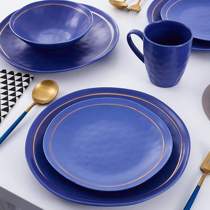 Stone Lain Clara 16-Piece Dinnerware Set Porcelain, Blue