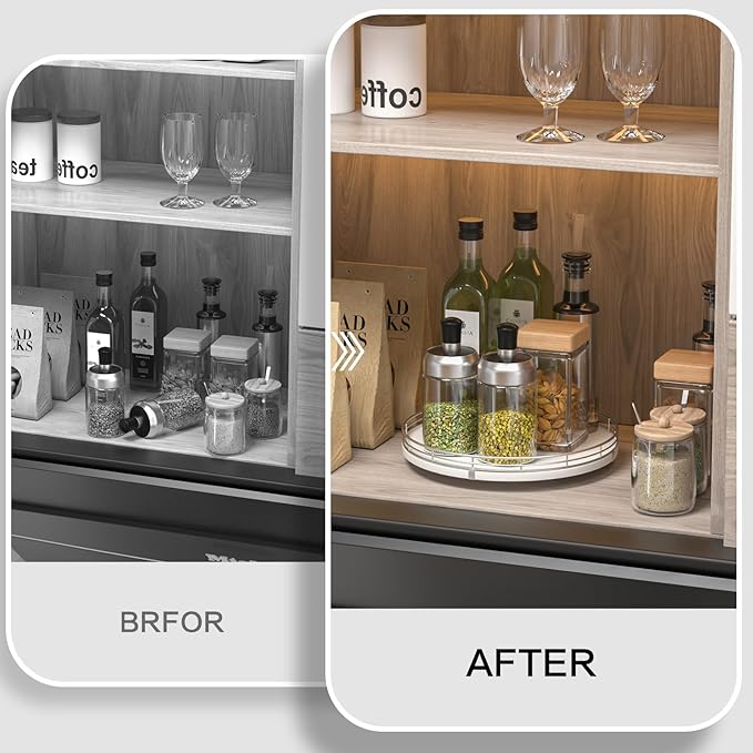 10" Oak Wood Bathroom Tray for Counter, Vanity Tray for Perfume Lotion Candle Makeup Jewelry Sink Soap Holder Turntable Dresser Organizer Countertop Coffee Table Decor Organization and Storage Silver