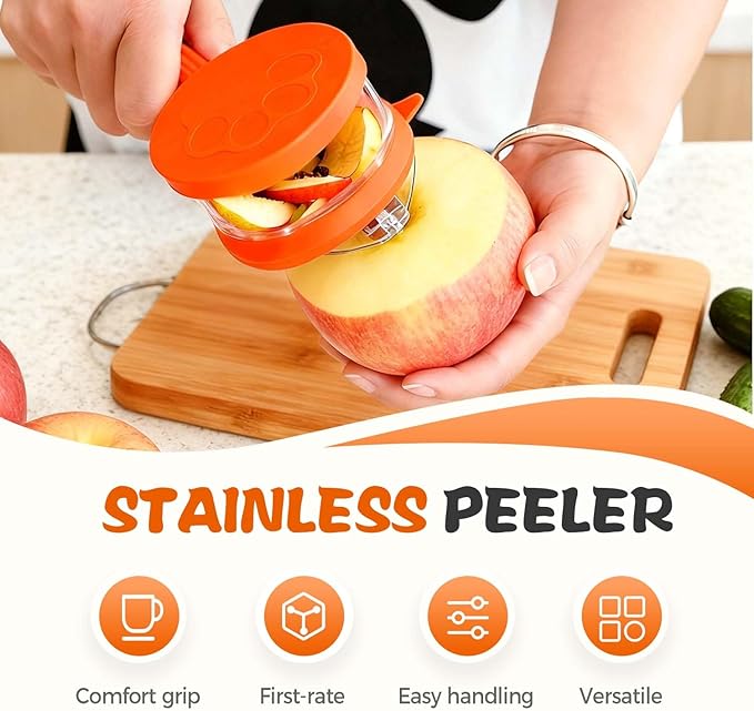 2026 New Kitchen Special Fruit Peeler with Box Storage, Upgrade Vegetable Peeler with Catcher Peeler with Storage Bucket, Double-Sided Stainless Steel Multi-Function Peelers (Blue)