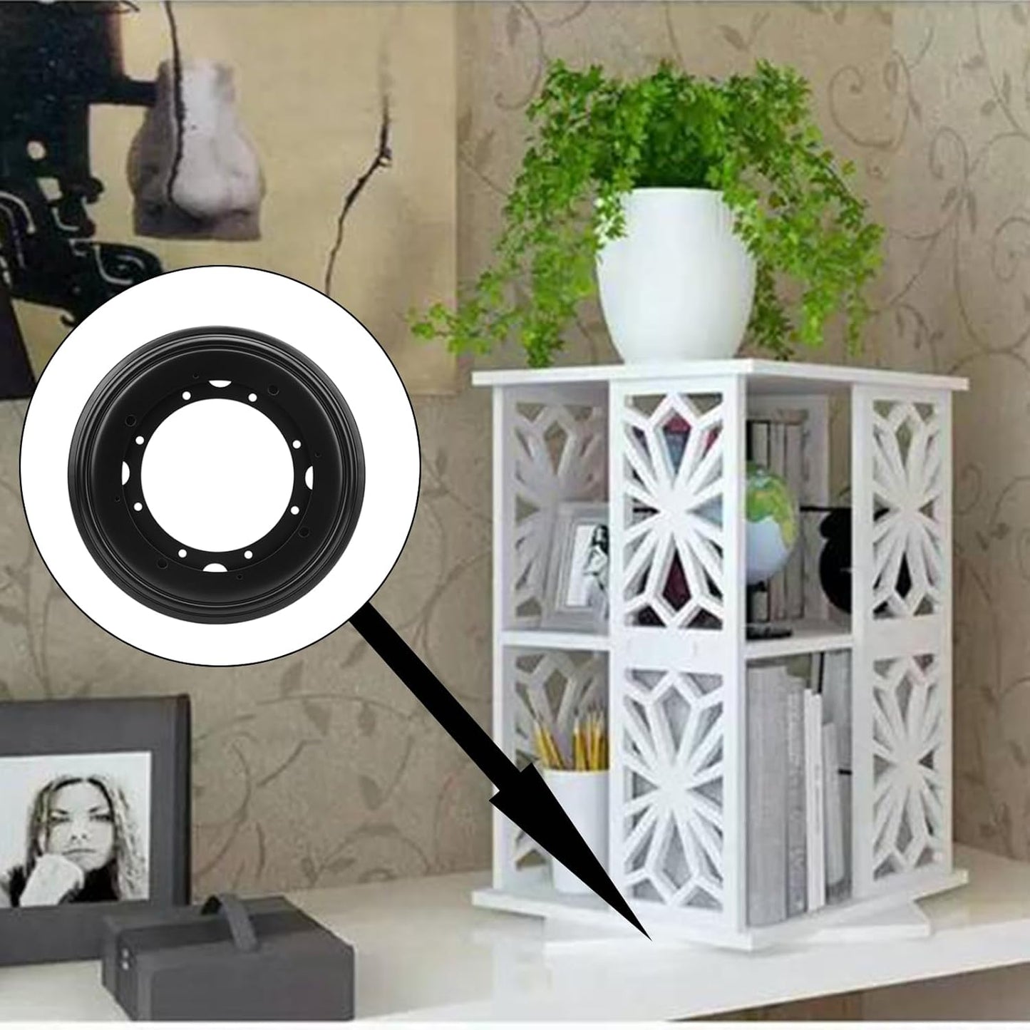 9" Round Lazy Susan Turntable Bearing Plate 5/16" Thick, Rotating Swivel Plate with 750 lb Load Capacity, Turntable Base for Table, Serving Tray, Kitchen