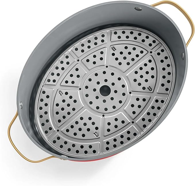 Beautiful 10-in-1 Electric Multi-Cooker by Drew Barrymore, 6-quart, digital display, 10 cooking functions, non-stick pot, easy one-touch control (Tomato Red)