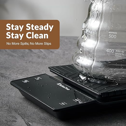 KitchenTour Coffee Scale with Timer 3kg/0.1g - High Precision Pour Over Drip Espresso Scale with Back-Lit LCD Display - Stain Steel Platform(Batteries Included)