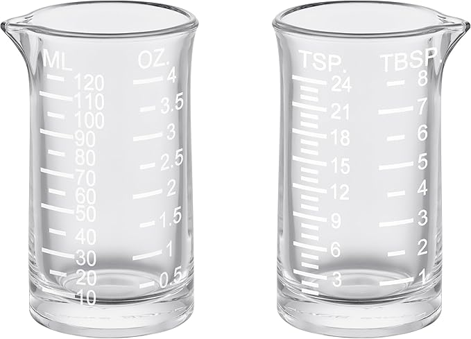 Ackers 4 Oz Glass Measuring Cup,Borosilicate Shot Glass with V-Shaped Spout-Etching Scale