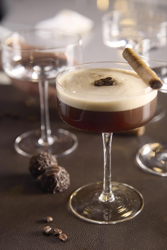 LEMONSODA Clear Martini Coupe Glasses - Classic Barware for Espresso Martini, Manhattan, Cosmopolitan – Handcrafted Luxury Glassware for Home Entertaining (Clear 6.5oz, Set of 4)