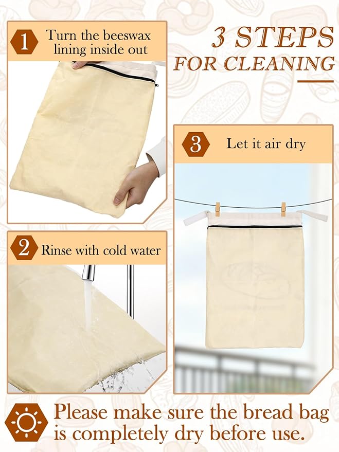 ANPHSIN Natural Beeswax Bread Bags with Sealing Zipper - 13''x16.7'' Reusable Sourdough Storage Wraps for Homemade Bread, Keeping Food Fresh, Gifts for People Who Love Baking, Loaf Pattern, 1 Pcs