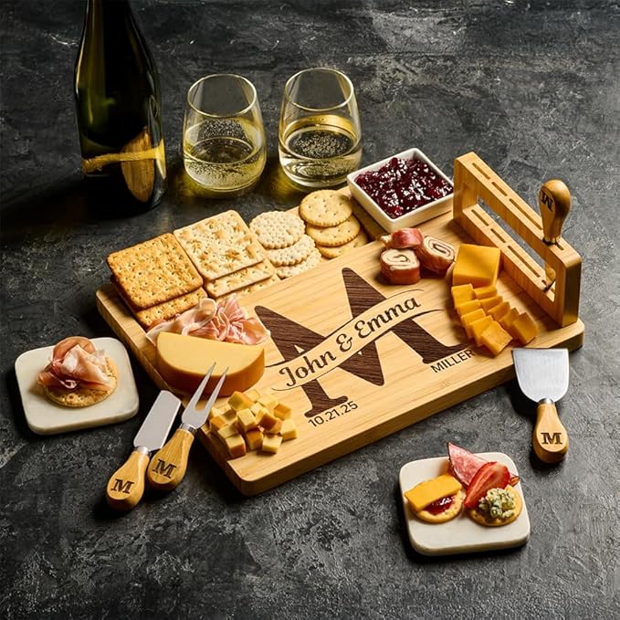Personalized Charcuterie Board, Wood Engraved Custom Cheese Board, Customized Serving Tray Wedding Gifts for Couples, Engagement, Bridal Shower, Housewarming, and Christmas Gifts 2025