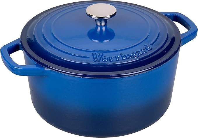Enameled Cast Iron Dutch Oven Pot with Lid, for Bread Baking, Round Bread Oven- include Sourdough Bread Baking Supplies Set, 6QT, Blue