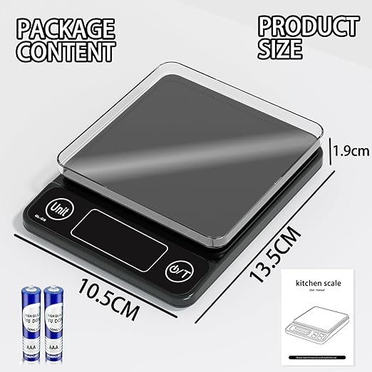 Kitchen Scale Digital Food Scale,Coffee Scale 500g/0.01 Digital Scale Food Kitchen,7 Units Gram Scale for Baking and Cooking LCD Display Mini Food Scale (Black(500g/0.01))